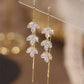 14K Gold Plated Maple Leaf Zircon Tassel Long Earrings