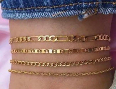 Gold coloured Anklets, set of 4