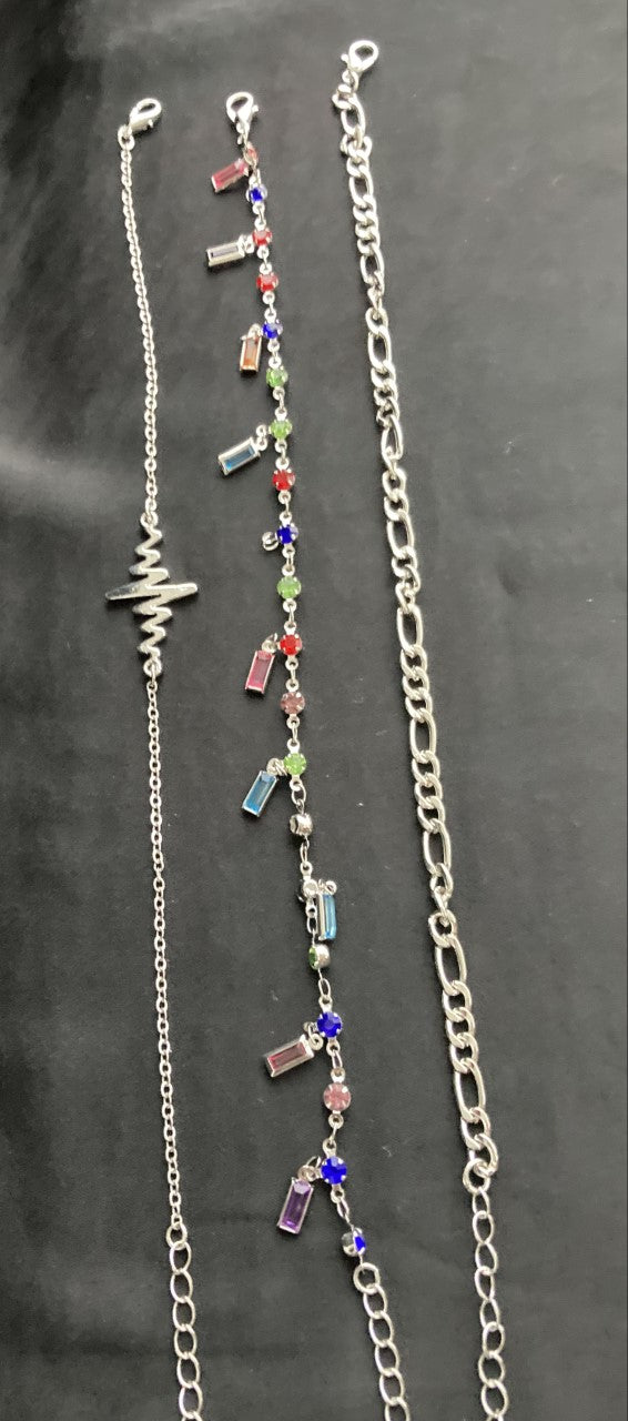 3 pcs Zircon Anklet Set