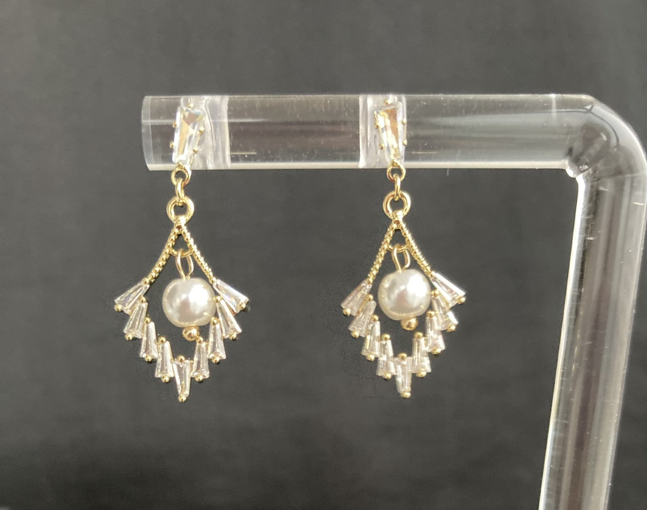 14K Gold Plated Luxury AAA Zircon & Pearl Earrings