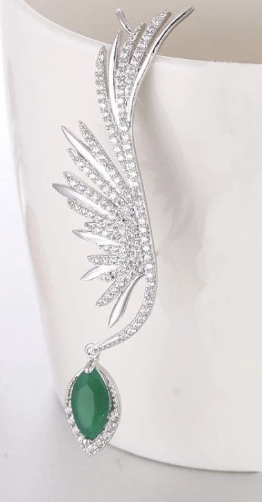 White Gold Plated Women Ear Cuff with Luxury Cubic Zirconia