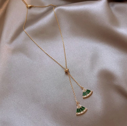 gold plated emerald necklace