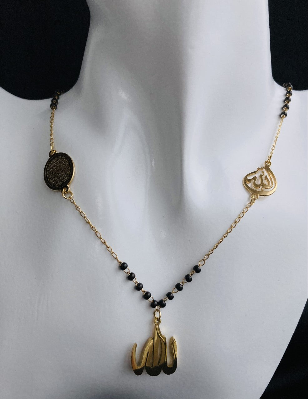 18K Gold Plated Allah Ayatul Kursi Beads Necklace